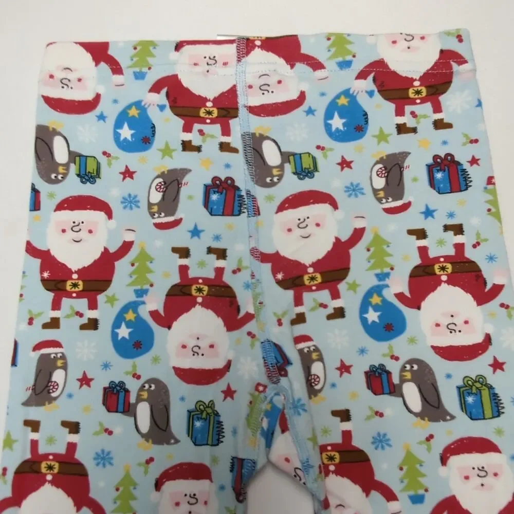 Hanna Andersson Blue Red Santa Organic Cotton Pajamas - Size 120 6/7